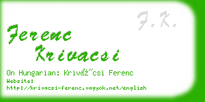 ferenc krivacsi business card